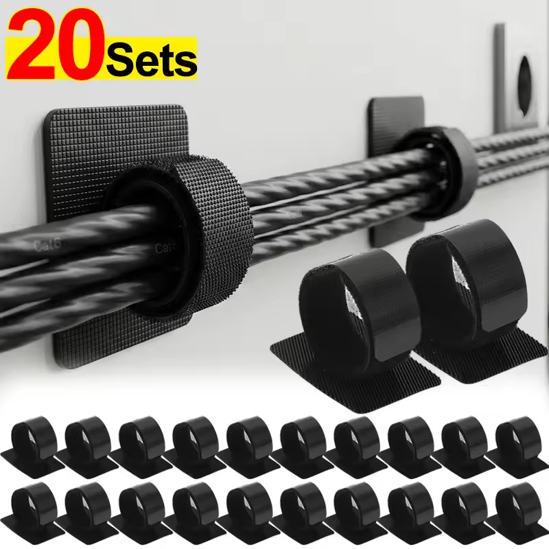 Gaming Accessories For Desk - Adhesive Under Desk Cable Ties Wire